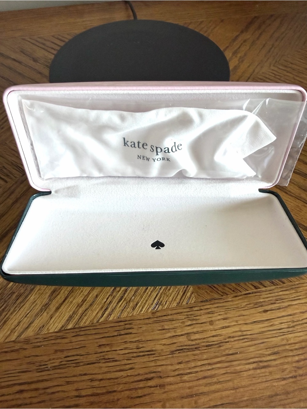 kate spade Pink and Green Eyewear Case with White Interior and new cloth